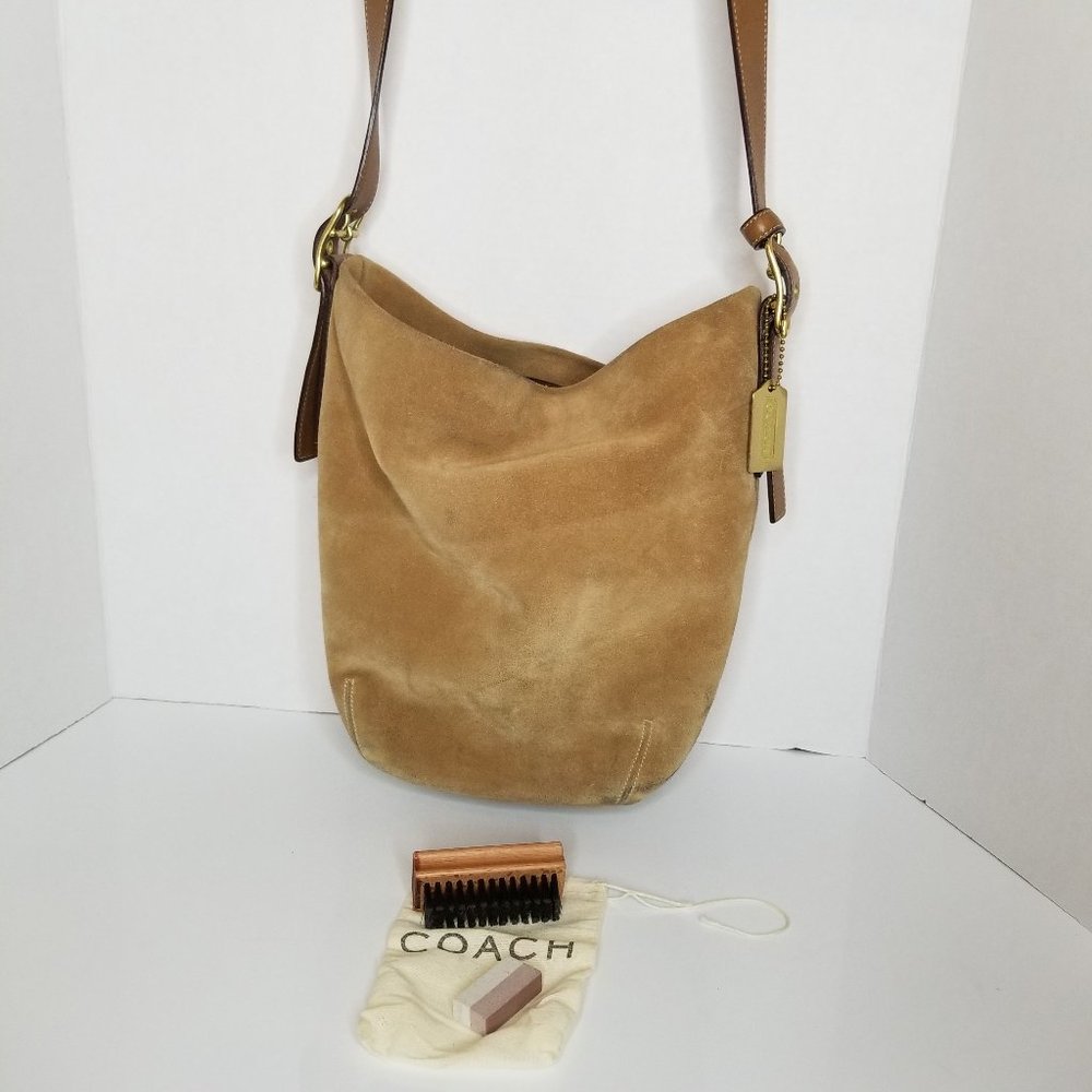 Coach Vintage Suede & Leather Shoulder Bag- Camel
